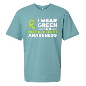 I Wear Green For Mental Health Awareness Month Green Ribbon Sueded Cloud Jersey T-Shirt