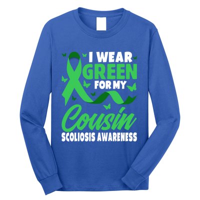 I Wear Green For My Warrior Cousin For Scoliosis Awareness Funny Gift Long Sleeve Shirt