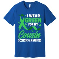 I Wear Green For My Warrior Cousin For Scoliosis Awareness Funny Gift Premium T-Shirt