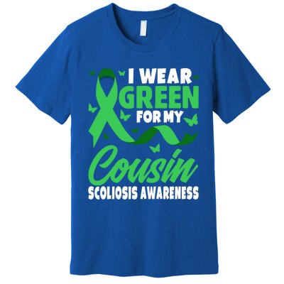 I Wear Green For My Warrior Cousin For Scoliosis Awareness Funny Gift Premium T-Shirt