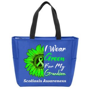 I Wear Green For My Grandson Scoliosis Awareness Great Gift Zip Tote Bag