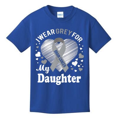 I Wear Grey For My Daughter Gift Brain Cancer Awareness Meaningful Gift Kids T-Shirt