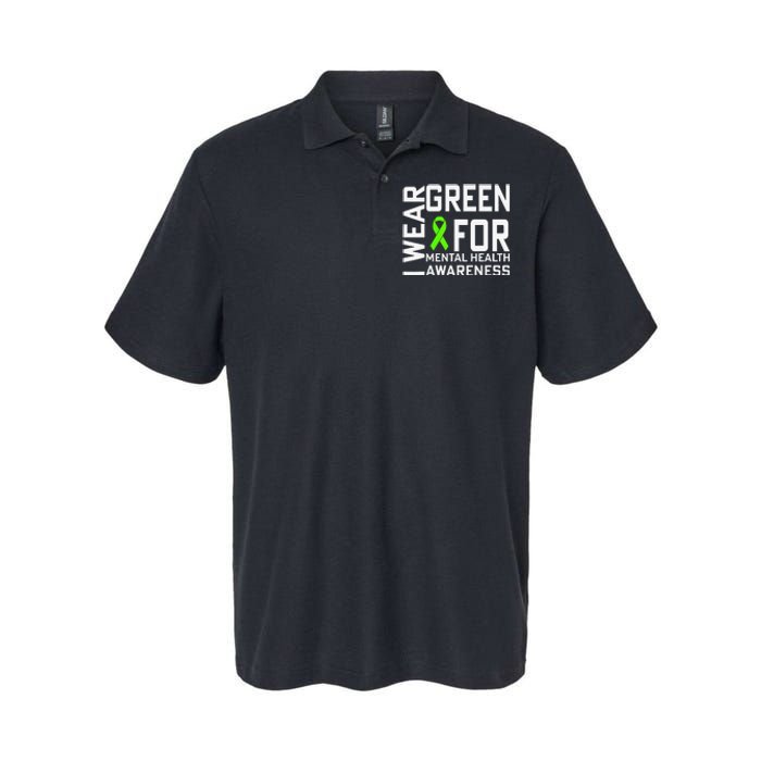 I Wear Green For Mental Health Awareness Month Softstyle Adult Sport Polo