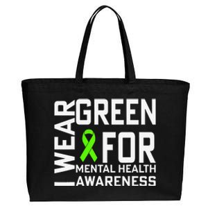 I Wear Green For Mental Health Awareness Month Cotton Canvas Jumbo Tote