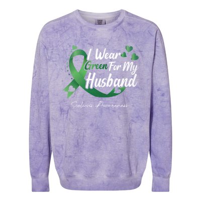 I Wear Green For My Husband Scoliosis Awareness Gift Colorblast Crewneck Sweatshirt