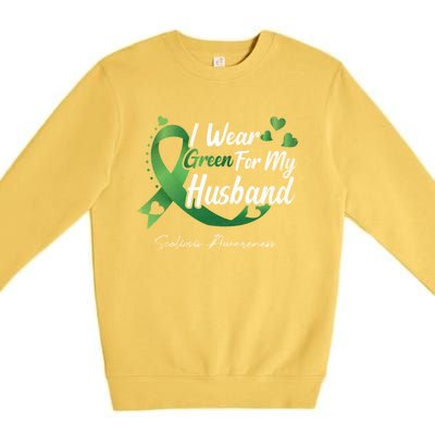 I Wear Green For My Husband Scoliosis Awareness Gift Premium Crewneck Sweatshirt