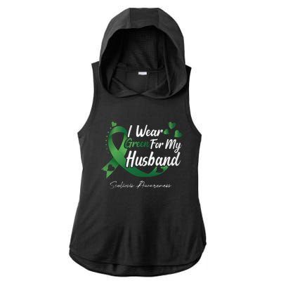 I Wear Green For My Husband Scoliosis Awareness Gift Ladies PosiCharge Tri-Blend Wicking Draft Hoodie Tank