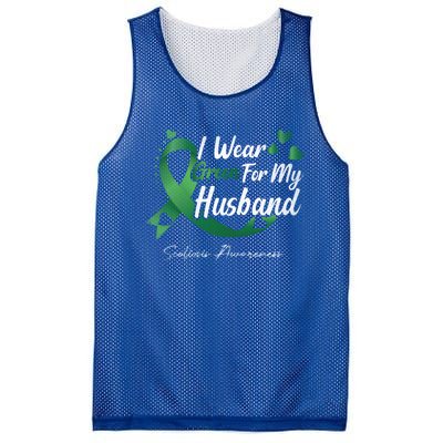 I Wear Green For My Husband Scoliosis Awareness Gift Mesh Reversible Basketball Jersey Tank