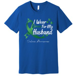 I Wear Green For My Husband Scoliosis Awareness Gift Premium T-Shirt