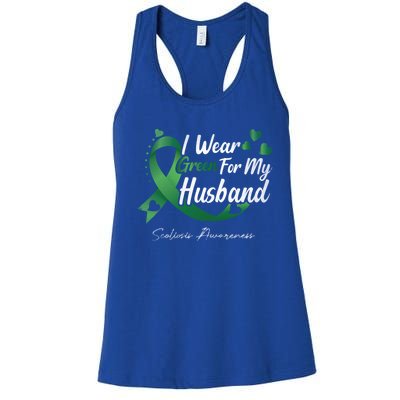 I Wear Green For My Husband Scoliosis Awareness Gift Women's Racerback Tank