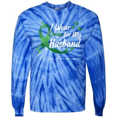 I Wear Green For My Husband Scoliosis Awareness Gift Tie-Dye Long Sleeve Shirt