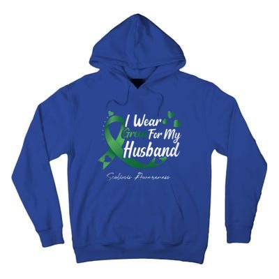 I Wear Green For My Husband Scoliosis Awareness Gift Tall Hoodie