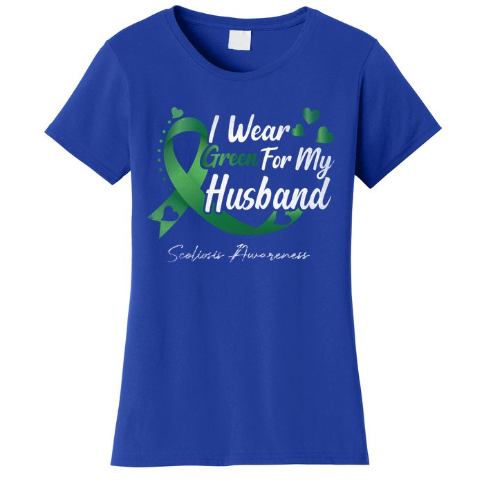 I Wear Green For My Husband Scoliosis Awareness Gift Women's T-Shirt