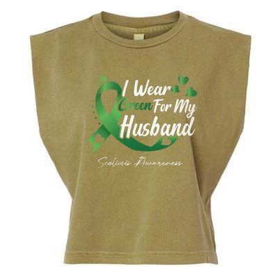 I Wear Green For My Husband Scoliosis Awareness Gift Garment-Dyed Women's Muscle Tee