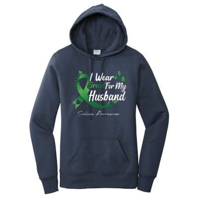 I Wear Green For My Husband Scoliosis Awareness Gift Women's Pullover Hoodie