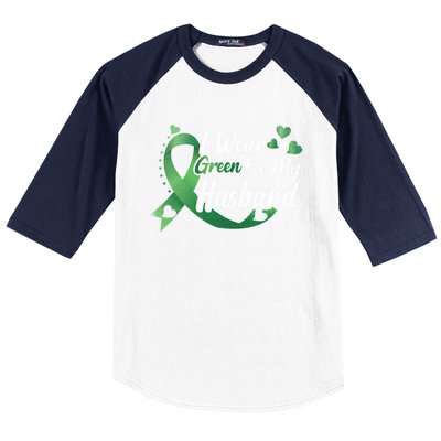 I Wear Green For My Husband Scoliosis Awareness Gift Baseball Sleeve Shirt