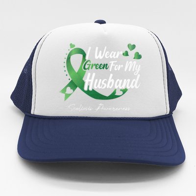 I Wear Green For My Husband Scoliosis Awareness Gift Trucker Hat