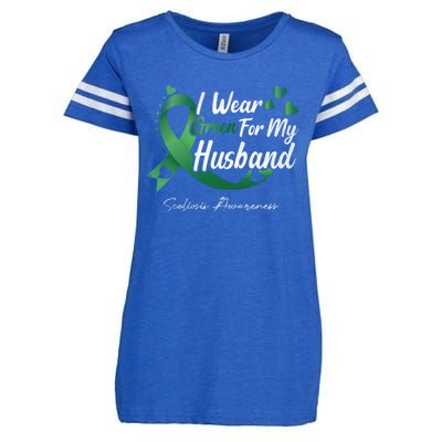 I Wear Green For My Husband Scoliosis Awareness Gift Enza Ladies Jersey Football T-Shirt