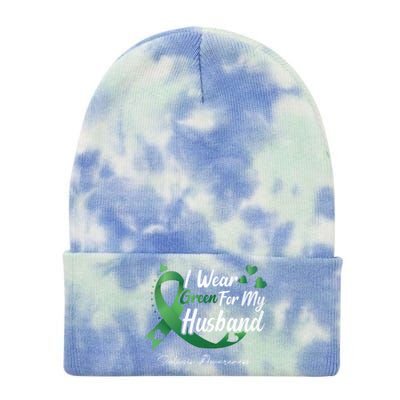 I Wear Green For My Husband Scoliosis Awareness Gift Tie Dye 12in Knit Beanie