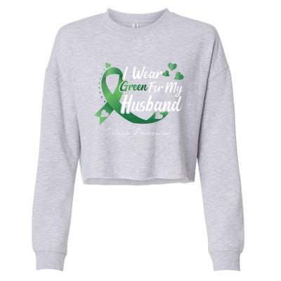 I Wear Green For My Husband Scoliosis Awareness Gift Cropped Pullover Crew