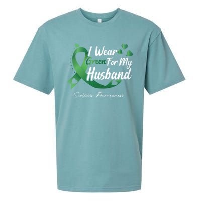 I Wear Green For My Husband Scoliosis Awareness Gift Sueded Cloud Jersey T-Shirt