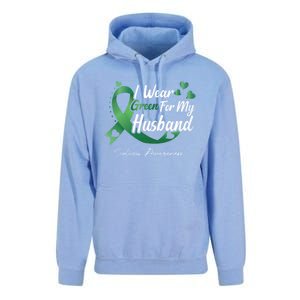 I Wear Green For My Husband Scoliosis Awareness Gift Unisex Surf Hoodie