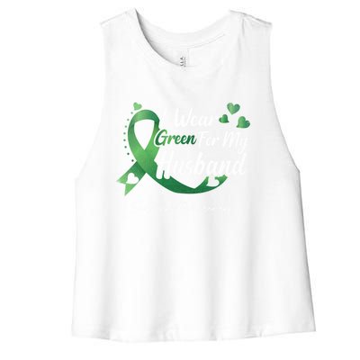 I Wear Green For My Husband Scoliosis Awareness Gift Women's Racerback Cropped Tank