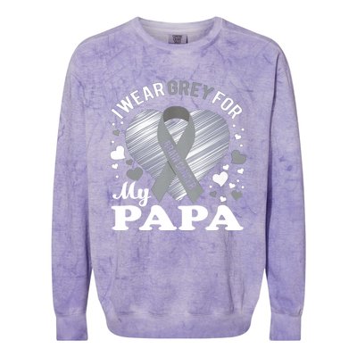 I Wear Grey For My Papa Cute Gift Brain Cancer Awareness Cool Gift Colorblast Crewneck Sweatshirt