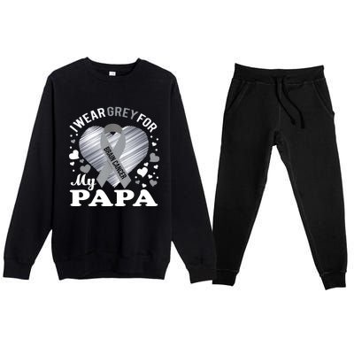 I Wear Grey For My Papa Cute Gift Brain Cancer Awareness Cool Gift Premium Crewneck Sweatsuit Set