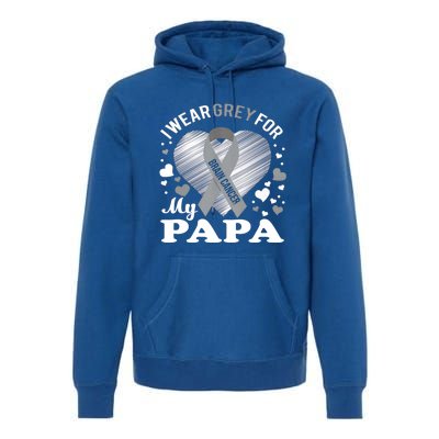 I Wear Grey For My Papa Cute Gift Brain Cancer Awareness Cool Gift Premium Hoodie