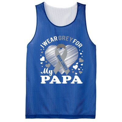 I Wear Grey For My Papa Cute Gift Brain Cancer Awareness Cool Gift Mesh Reversible Basketball Jersey Tank