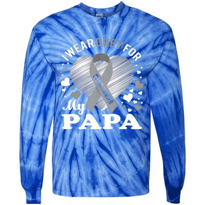 I Wear Grey For My Papa Cute Gift Brain Cancer Awareness Cool Gift Tie-Dye Long Sleeve Shirt