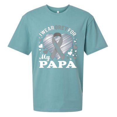 I Wear Grey For My Papa Cute Gift Brain Cancer Awareness Cool Gift Sueded Cloud Jersey T-Shirt