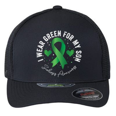 I Wear Green For My Son Scoliosis Awareness Gift Flexfit Unipanel Trucker Cap