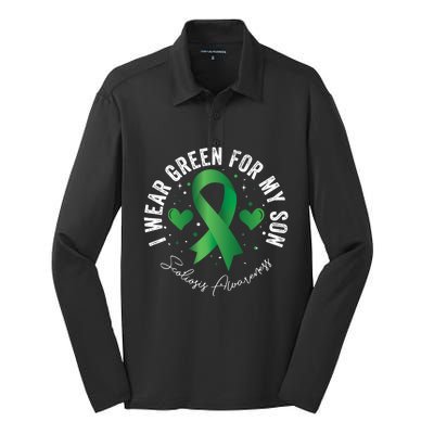 I Wear Green For My Son Scoliosis Awareness Gift Silk Touch Performance Long Sleeve Polo