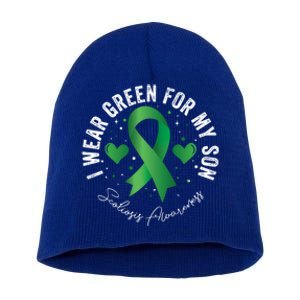 I Wear Green For My Son Scoliosis Awareness Gift Short Acrylic Beanie