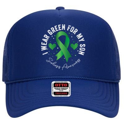 I Wear Green For My Son Scoliosis Awareness Gift High Crown Mesh Back Trucker Hat