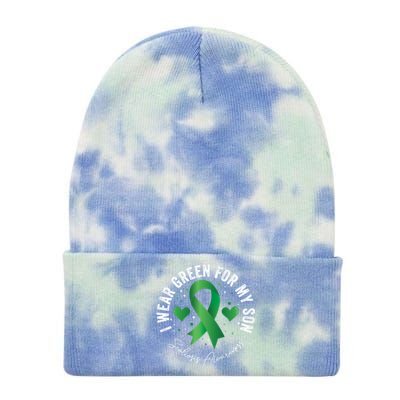 I Wear Green For My Son Scoliosis Awareness Gift Tie Dye 12in Knit Beanie