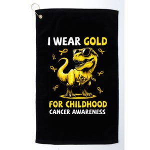 I Wear Gold For Childhood Cancer Awareness Dinosaur Platinum Collection Golf Towel