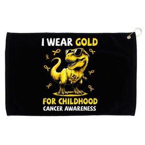 I Wear Gold For Childhood Cancer Awareness Dinosaur Grommeted Golf Towel