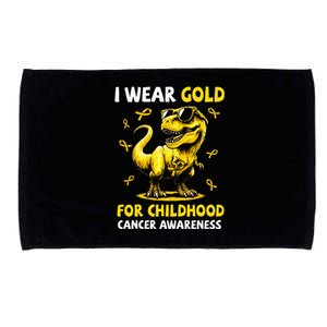 I Wear Gold For Childhood Cancer Awareness Dinosaur Microfiber Hand Towel