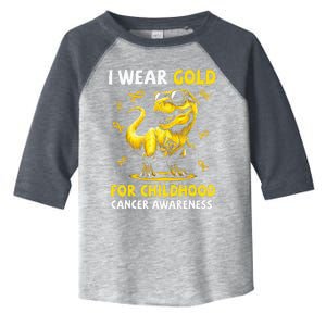 I Wear Gold For Childhood Cancer Awareness Dinosaur Toddler Fine Jersey T-Shirt