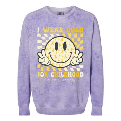 I Wear Gold For Childhood Cancer Awareness Colorblast Crewneck Sweatshirt