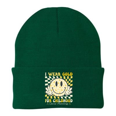 I Wear Gold For Childhood Cancer Awareness Knit Cap Winter Beanie