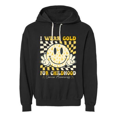 I Wear Gold For Childhood Cancer Awareness Garment-Dyed Fleece Hoodie