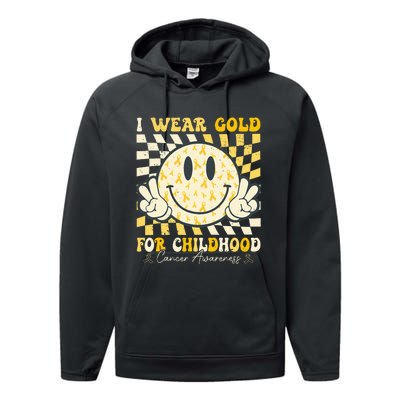 I Wear Gold For Childhood Cancer Awareness Performance Fleece Hoodie