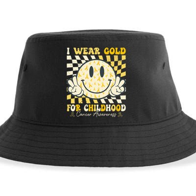 I Wear Gold For Childhood Cancer Awareness Sustainable Bucket Hat