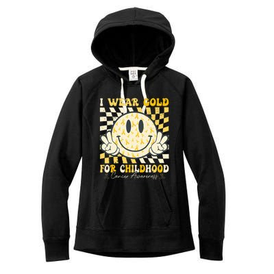 I Wear Gold For Childhood Cancer Awareness Women's Fleece Hoodie