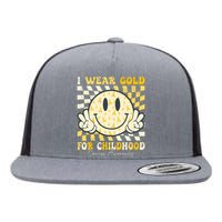 I Wear Gold For Childhood Cancer Awareness Flat Bill Trucker Hat