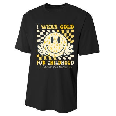 I Wear Gold For Childhood Cancer Awareness Performance Sprint T-Shirt